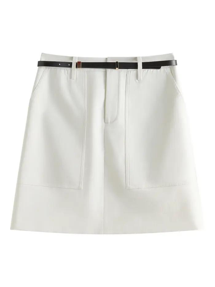 FSLE-Mini jupe blanche pour femme, 2 tours, simple, ligne A Piedmont, printemps, ceintures, 15.2% co