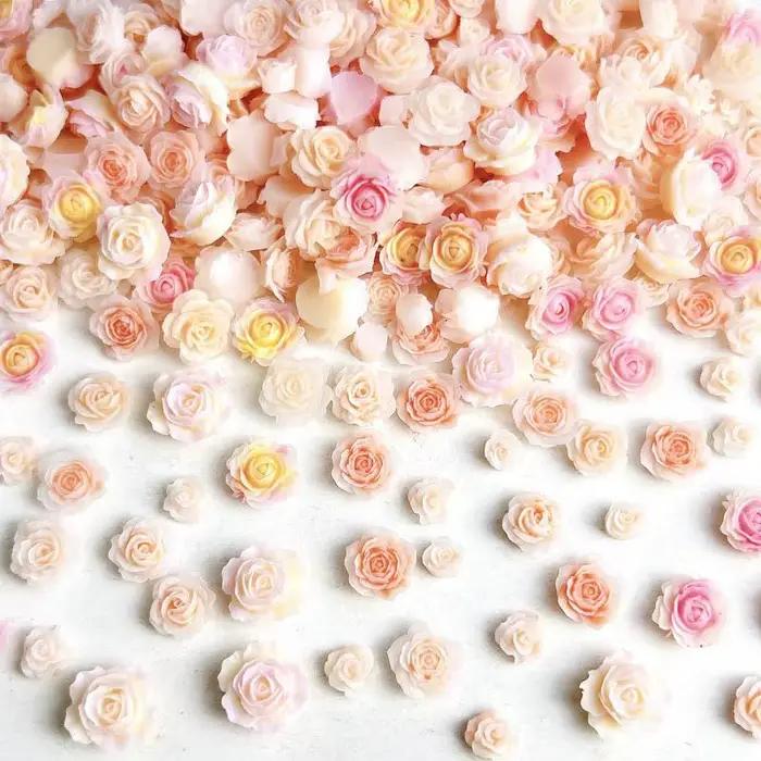Double couleur Rose pivoine Nail Art décoration 3D lumineux petits boutons de fleurs fraîches breloq
