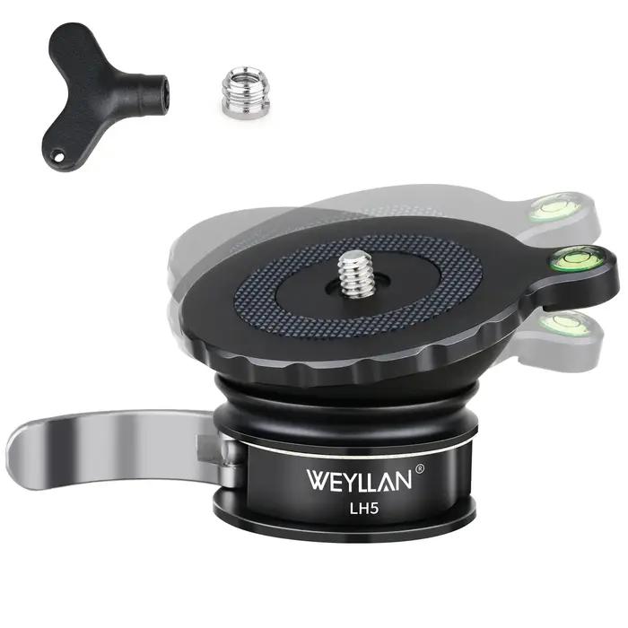 Weyllan-Tête de trépied LH5, base d'abaissement de trépied, plaque de réglage rapide en 3s, réglage