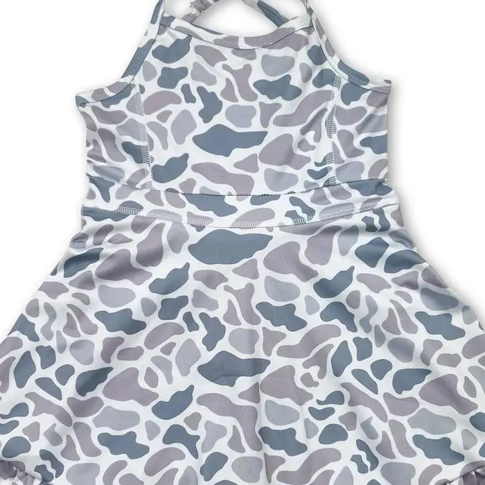 Robes pour bébés filles, 6 couleurs, style camouflage, à bretelles, avec volants, longueur genou, po