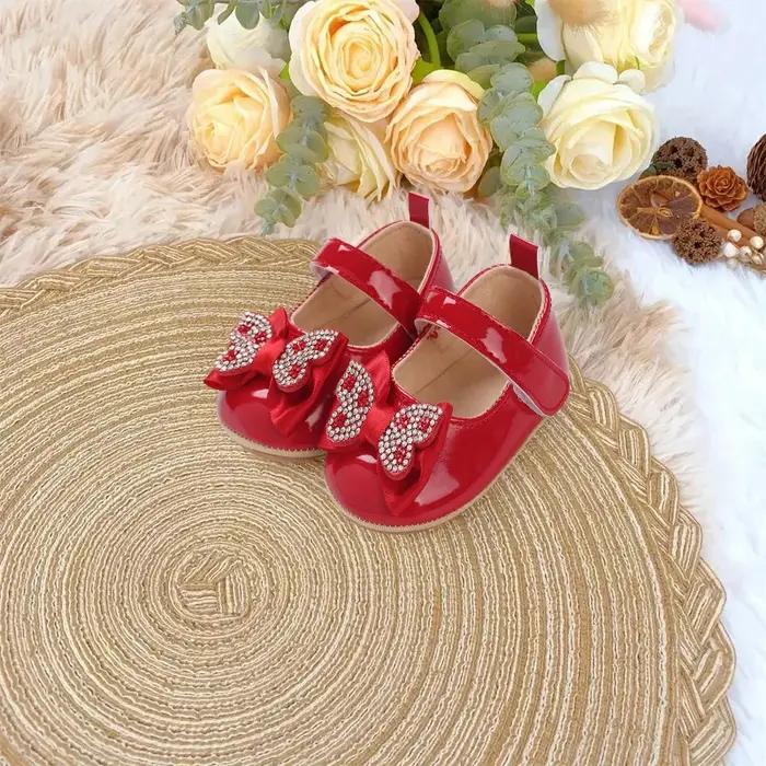 Chaussures décontractées et mignonnes avec nœud papillon en strass pour bébés filles, chaussures de