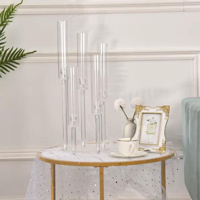 Bougeoirs avec abat-jour en acrylique transparent pour la maison, 5 bras, ci-après, élabre, centres