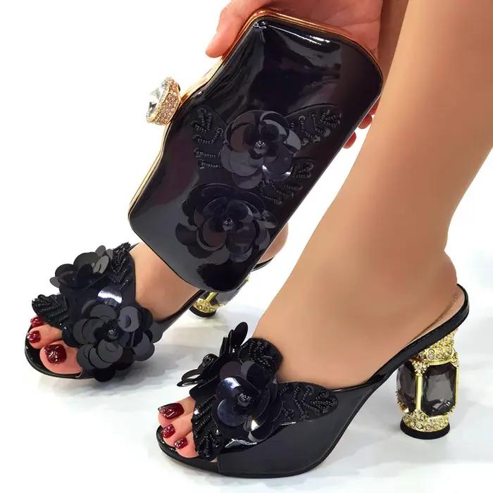 Doershow Ensembles de chaussures et de sacs italiens pour soirée avec sacs à main en cuir italien Ch