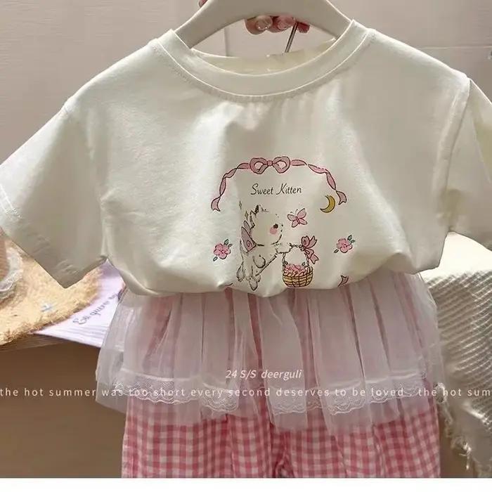 Ensembles de vêtements pour enfants, chemisier camée d'animaux victoriens + pantalon à carreaux en d