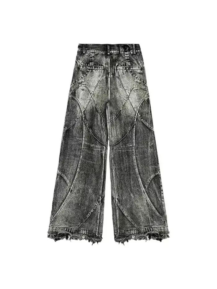Jeans vintage Y2K streetwear punk hip hop pour femmes, pantalon grunge baggy déchiré, denim délavé,