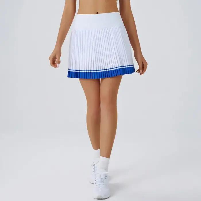 Jupe de tennis plissée taille haute style européen pour femme avec short intégré, jupe-short de yoga