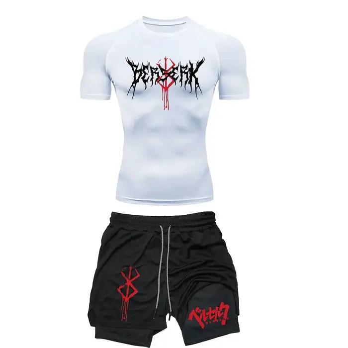 Anime Berserk ensemble de Compression hommes entraînement t-shirts de gymnastique respirant short de