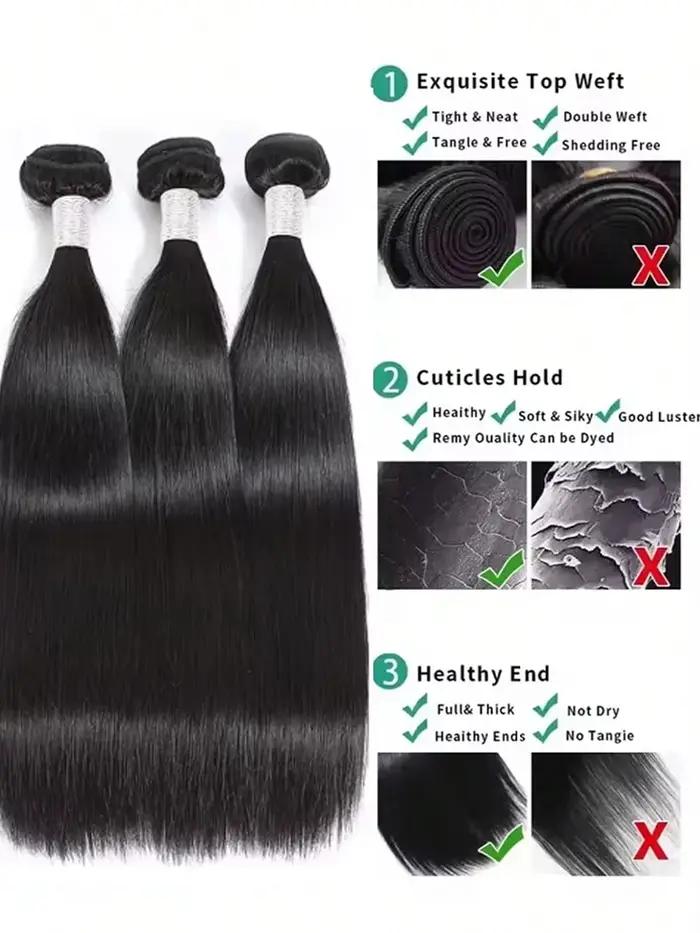 Extensions de Cheveux Humains Naturels Raides Comme des Baguettes, 36-40 Pouces, Cheveux Bruts, Lots