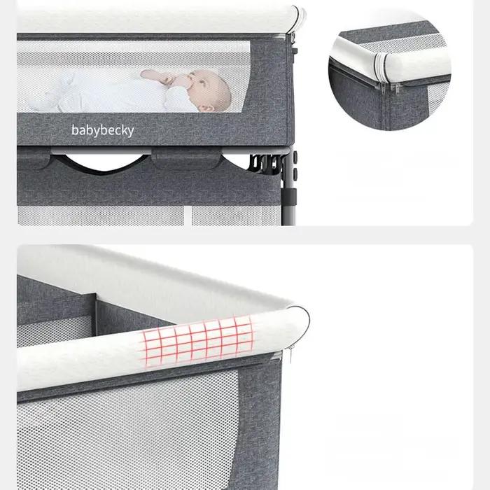 Berceau jumeaux, berceau dormeur, berceau pour bébé à hauteur réglable avec roulettes et maille à fl