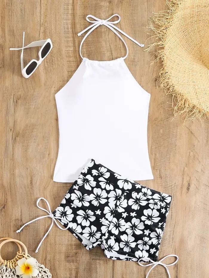 Licou cou Tankini 2026 femmes imprimé maillot de bain été maillots de bain cordon côté maillots de b