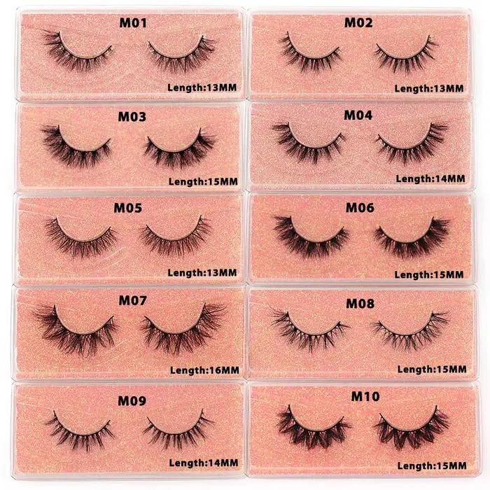 LEHUAMAO Maquiagem cils courts en vison naturel cils vaporeux moelleux Volume 12mm-15mm faux cils Ex