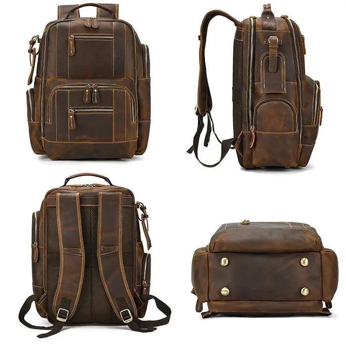 Luufan Vintage en cuir véritable homme voyage sac à dos Fit 15 "ordinateur portable sac à dos en cui