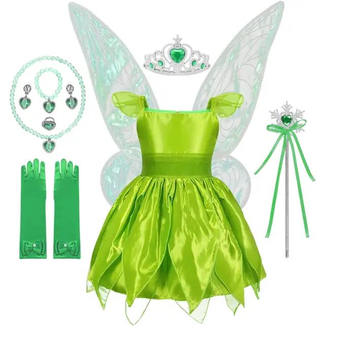 Robe de fée des fleurs pour filles, déguisement de princesse pour enfants avec ailes, costume de pri