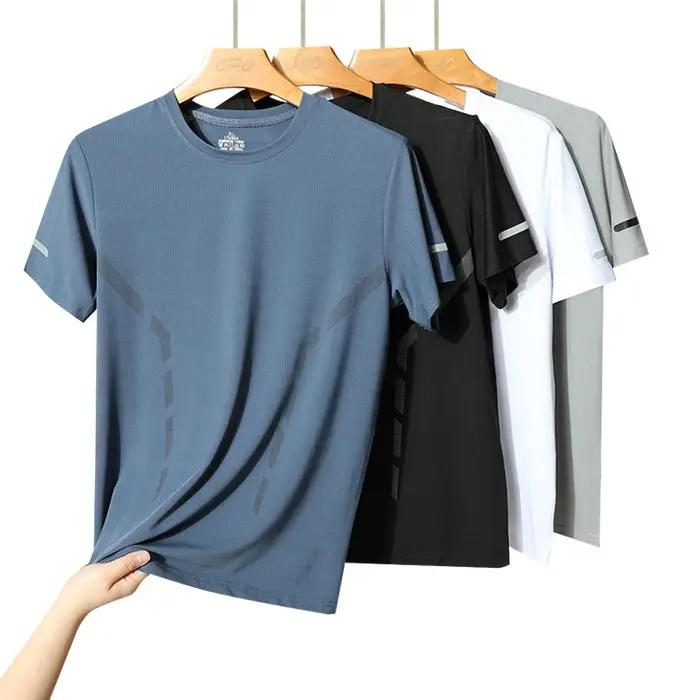 Homme Running T-shirt Respirant commissionné Été Top Gym Fitness Running Mince Manches Courtes Sport