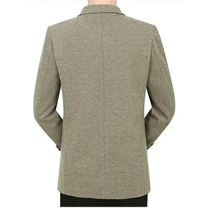 Nouvelle Collection Printemps – Blazer Décontracté en Laine Mélangée pour Homme d'Âge Moyen – Veste
