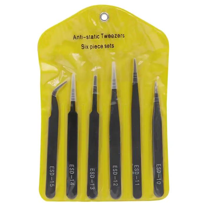 Ensemble de pincettes antistatiques en acier inoxydable, ensemble d'outils de réparation, ensemble d
