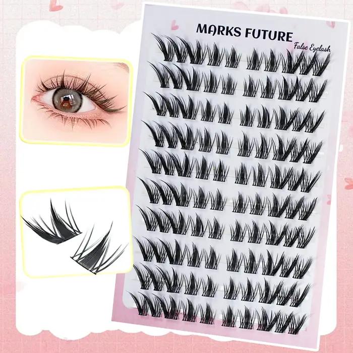 10 rangées de 100 grappes C Curl faux cils individuels de style renard, maquillage naturel pur à sec