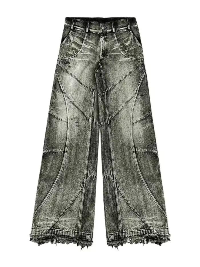 Jeans vintage Y2K streetwear punk hip hop pour femmes, pantalon grunge baggy déchiré, denim délavé,