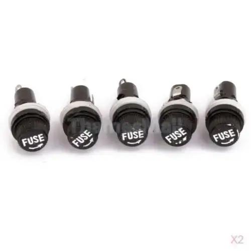 10 pièces 5*20mm porte-fusibles en verre noir tube d'assurance prise porte-fusible pour 5*20 assuran
