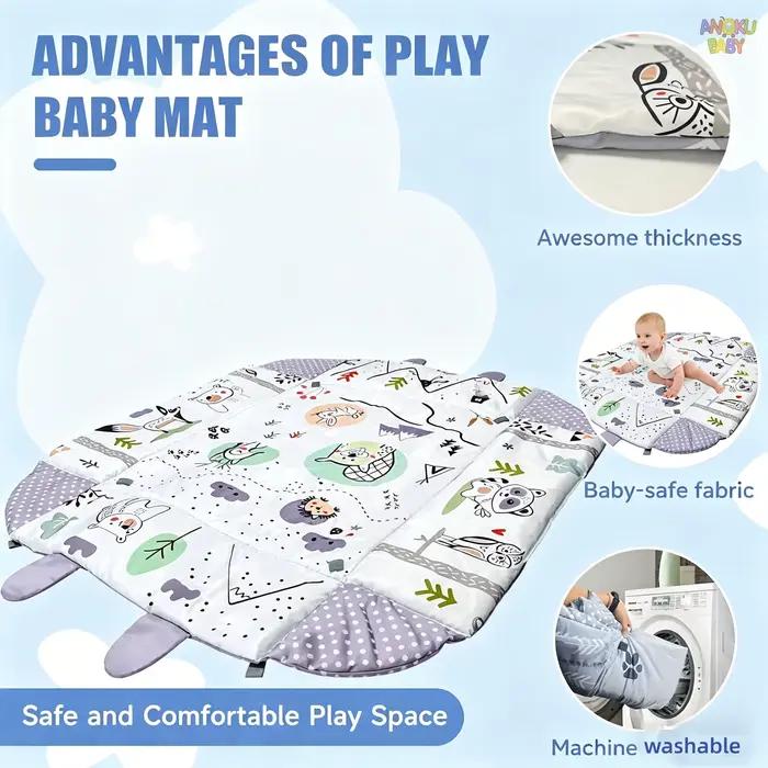 Tapis de jeu pour bébé 4 en 1 avec jouets détachables gymnase éducatif pour bébés facile à installer et à nettoyer pour le développement moteur et sensoriel occasions spéciales naissance baptême