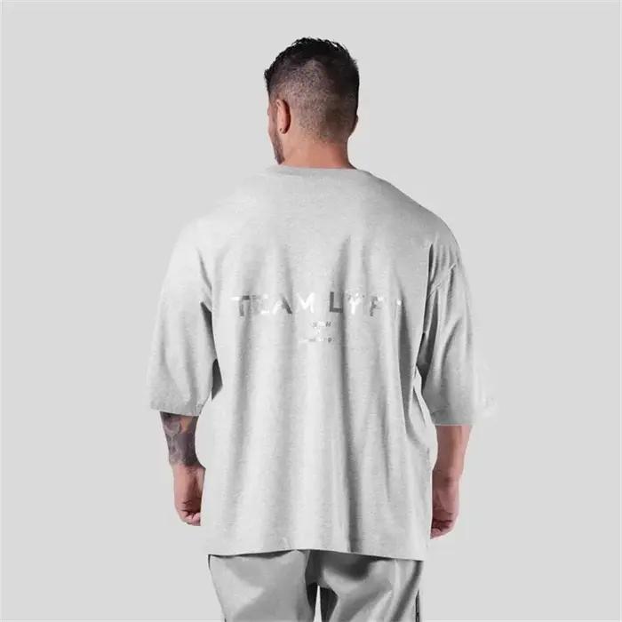 Équipe LYFT argent lettre Logo imprimé confortable coton hommes GYM T-Shirt col rond manches courtes