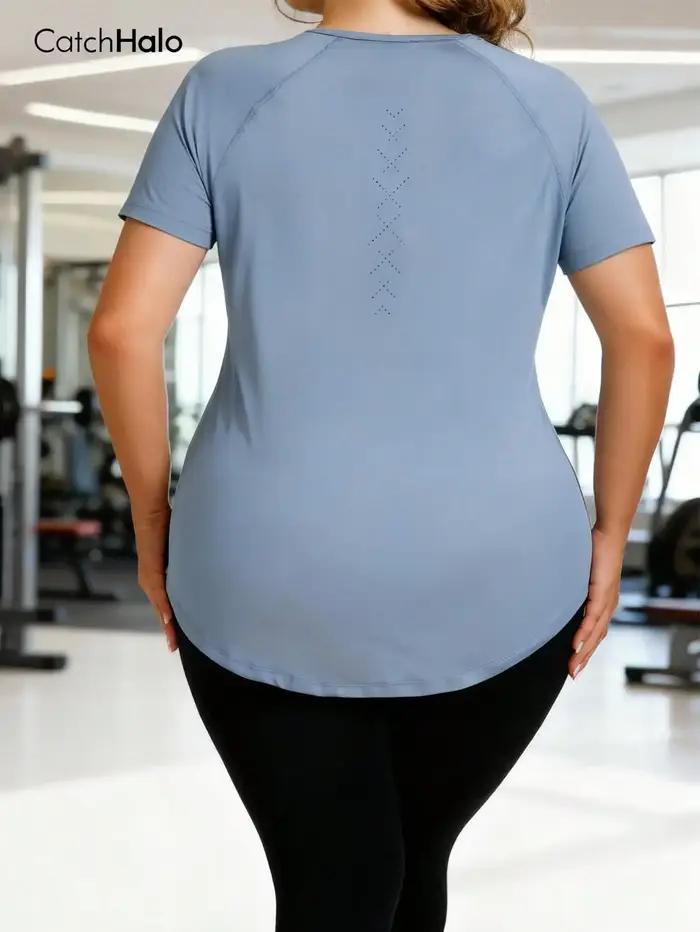 T-shirt de sport grande taille pour femme haut de gym coupe décontractée respirant léger manches courtes vêtement de sport estival occasions spéciales activité physique fitness