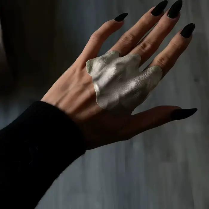 Bague d'articulation plissée irrégulière artistique, Design de Niche minimaliste, bague Unique exqui