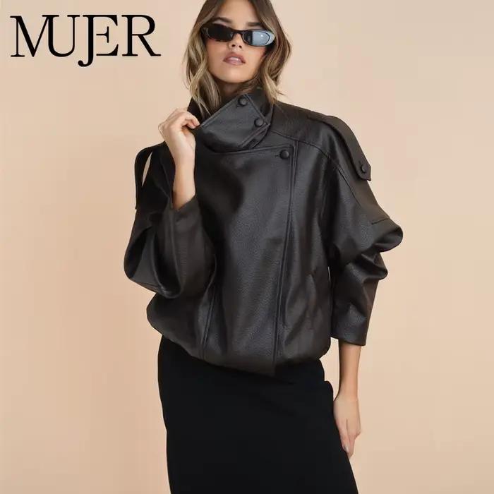 MUJER Faux cuir Bomber vestes pour femmes mode coupe-vent veste femme chaud hiver femmes manteau vêt