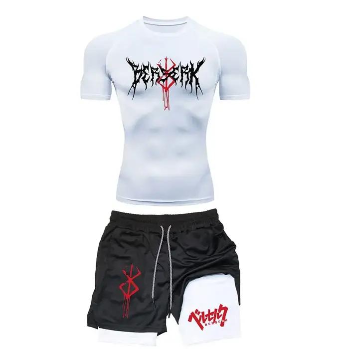 Anime Berserk ensemble de Compression hommes entraînement t-shirts de gymnastique respirant short de