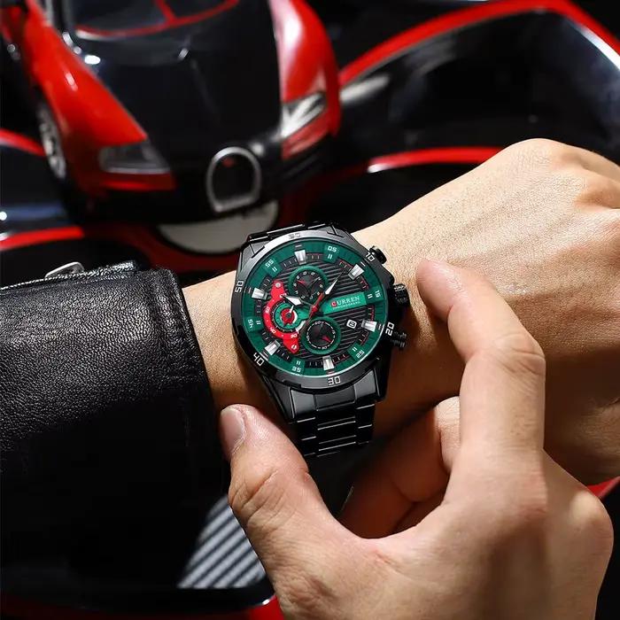 Montres en acier inoxydable pour hommes, mode créative, cadran lumineux avec chronographe, horloge d