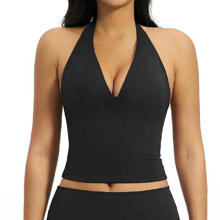 Soutien-gorge de sport sexy à décolleté plongeant pour femme, idéal pour le yoga, la gym, la course