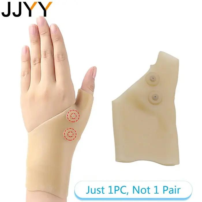 JJYY 1PC thérapie magnétique poignet main pouce soutien gants Silicone Gel arthrite pression correct