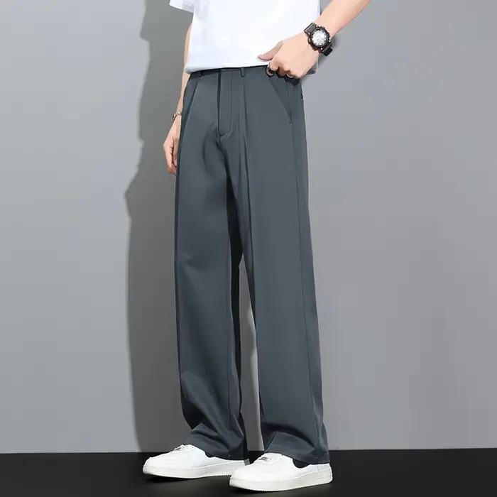 Pantalon décontracté ample et fluide pour homme, style coréen, coupe droite, léger, été 2026, kaki,