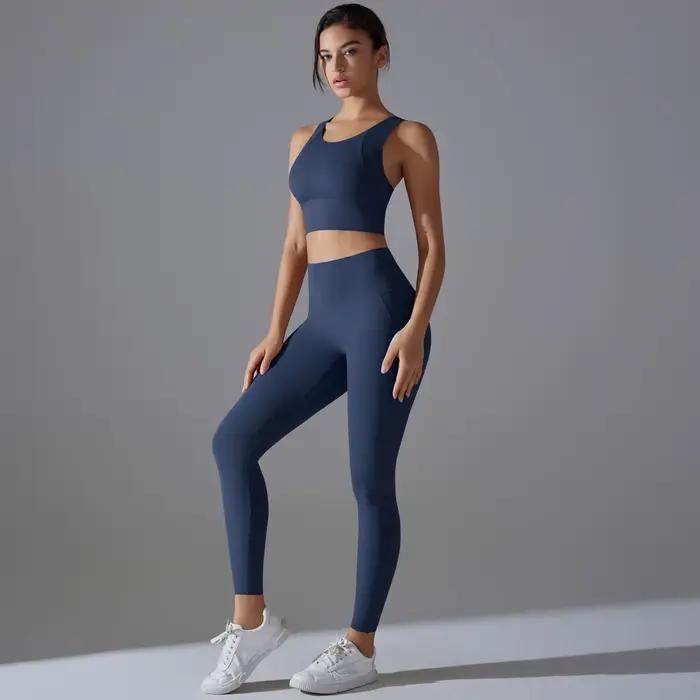 Ensemble de Yoga survêtement femme Fitness haut court antichoc soutiens-gorge de sport Yoga Gym pant