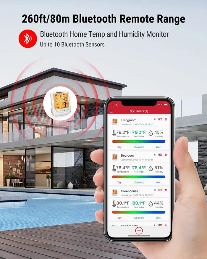 ThermoPro – thermomètre et hygromètre d'intérieur TP359, sans fil, 80M, connexion Bluetooth, applica