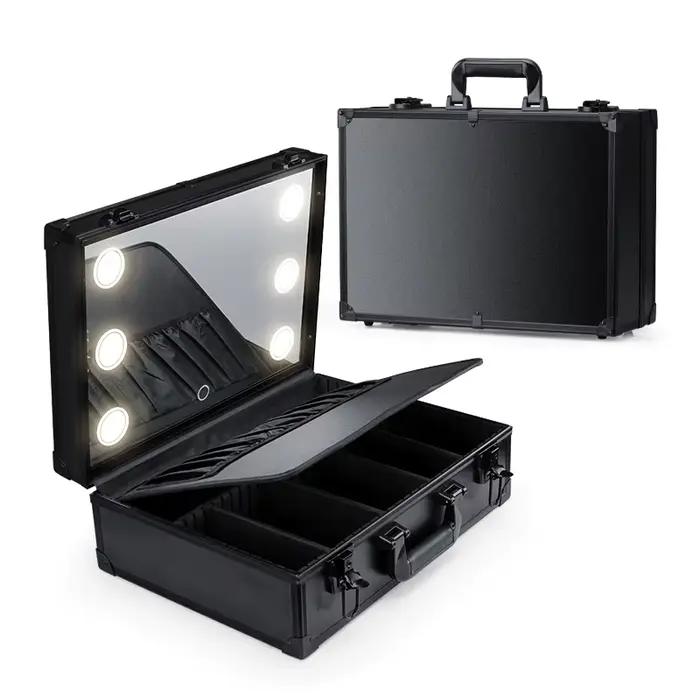 Étui éclairé de voyage pour maquillage avec grand miroir lumineux LED, organisateur de sac Coetic, r
