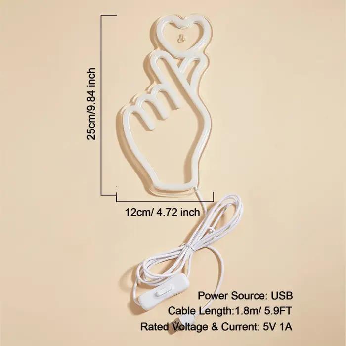 Chi-buy LED néon main + coeur USB alimenté enseignes au néon veilleuse 3D mur Art & salle de jeu cha