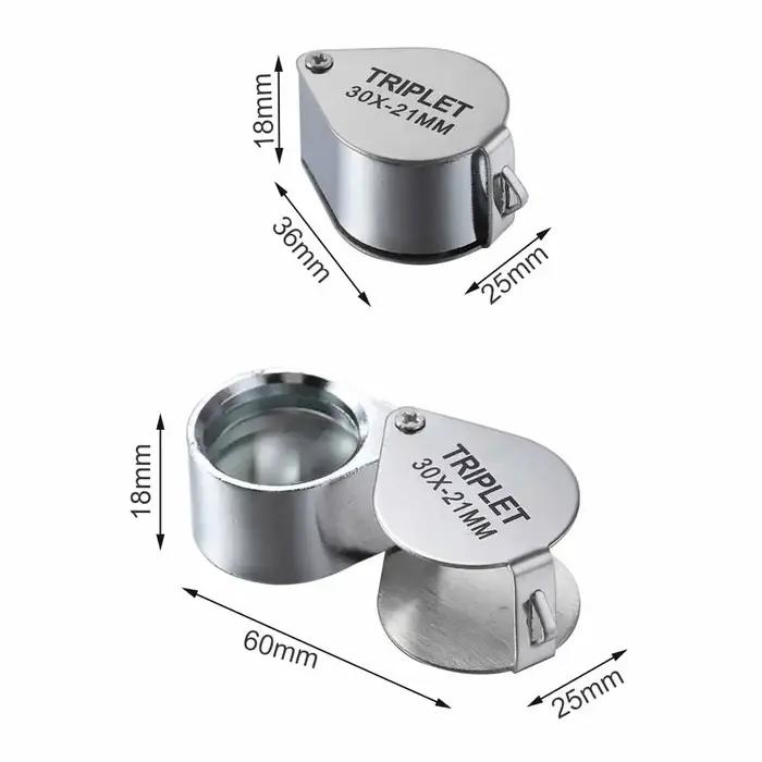 Loupe de poche pour bijoutiers, loupe de poche 10-30X, Loupe de bijoux pliable, Diamant Lupa Triplet
