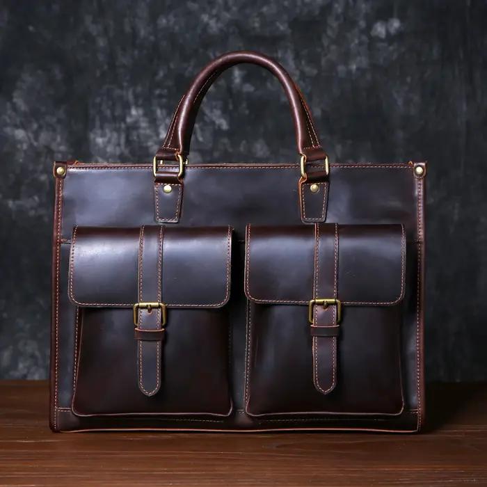Sac à bandoulière rétro en cuir de vachette pour homme, fourre-tout Mad Horse, couche supérieure, ét