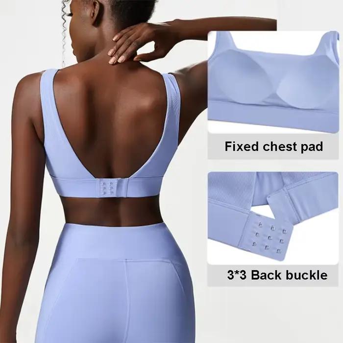 Ensemble Yoga 3 pièces femme - Chemise manches longues soutien-gorge leggings taille haute sport