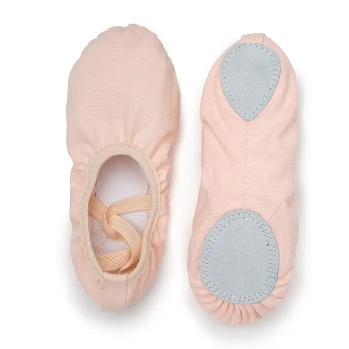 USHINE qualité rouge ballerine professionnelle semelle fendue toile danse gymnastique enfants Yoga b