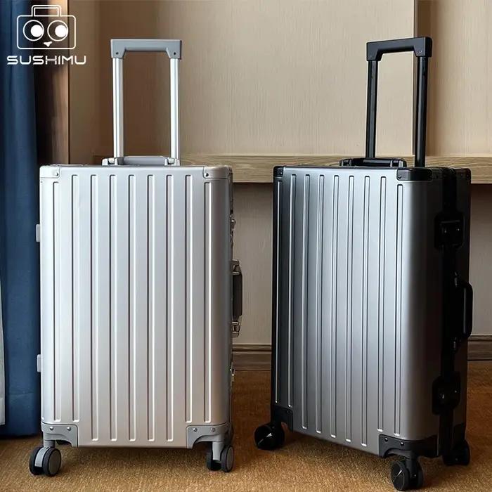 Valise en alliage d'aluminium et de magnésium pour hommes et femmes, étui à roulettes expressément e