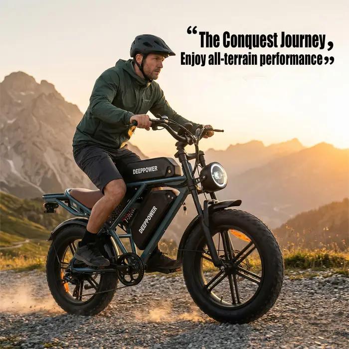 Vélo électrique 48V 60Ah 1500W avec pneus larges 20 pouces pour adultes randonnée montagne tout terrain double batterie sans frais de douane
