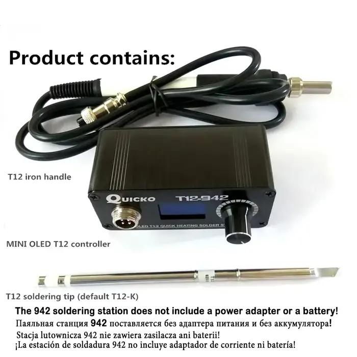 T12-942 OLED MINI station de soudage fer à souder électronique numérique Version cc Portable sans alimentation QUICKO