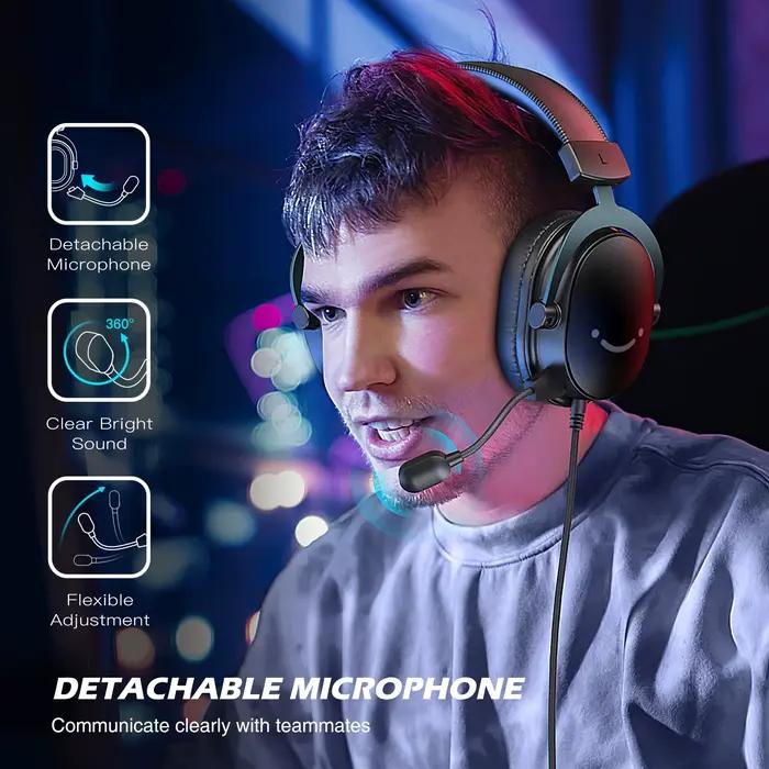 Casque FIFINE, prise Jack 3.5mm et casque USB avec son Surround 7.1/contral de volume/interrupteur m