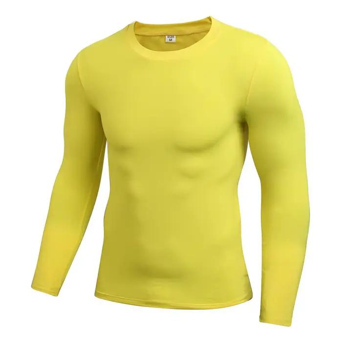 Hommes Compression course T-Shirt Fitness serré à manches longues Sport T-shirt formation Jogging ch