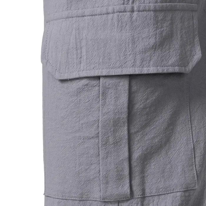 NOUVEAU Pantalon en coton et lin pour hommes européens et américains, pantalon de travail multi-poch