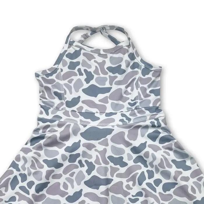 Robes pour bébés filles, 6 couleurs, style camouflage, à bretelles, avec volants, longueur genou, po