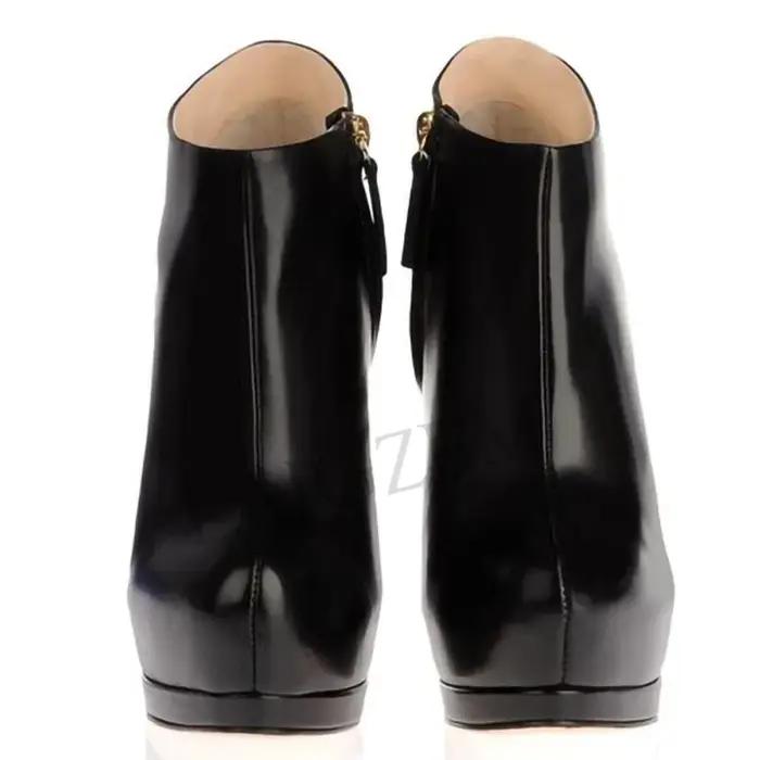 LAIGZEM-Bottes Noires Fermées à Plateforme et Talon Aiguille, Chaussures à la Mode Personnalisées po