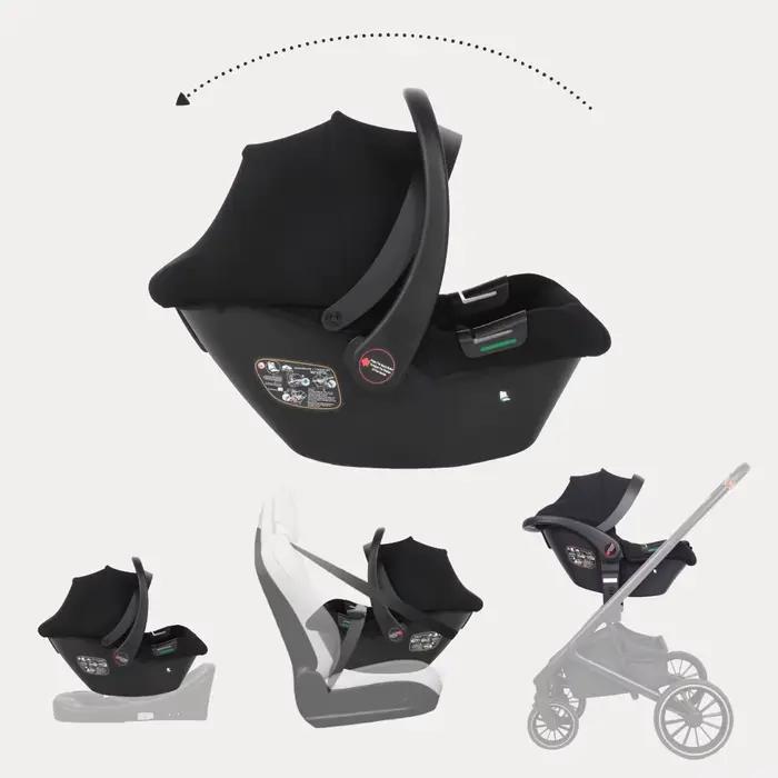 Poussette multifonctionnelle rose pour bébé, système de voyage, cadre léger pliable gris avec siège